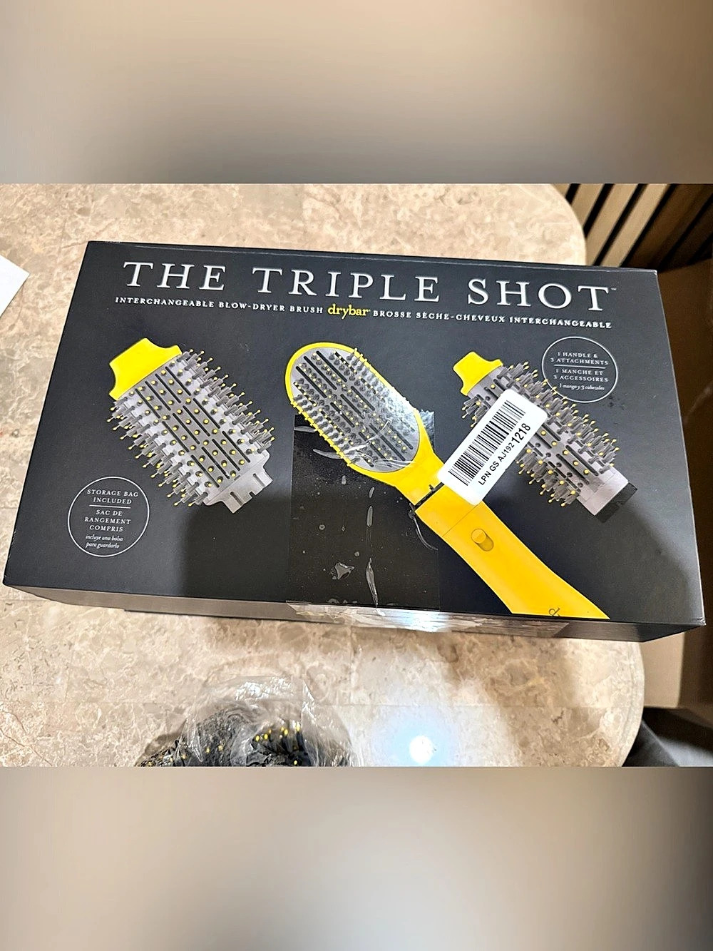 Drybar The Triple Shot Blow-Drying Brush Kit Yellow & Black NWT